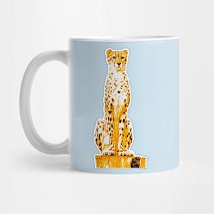 Illustrated Cheetah Siting On Log Mug